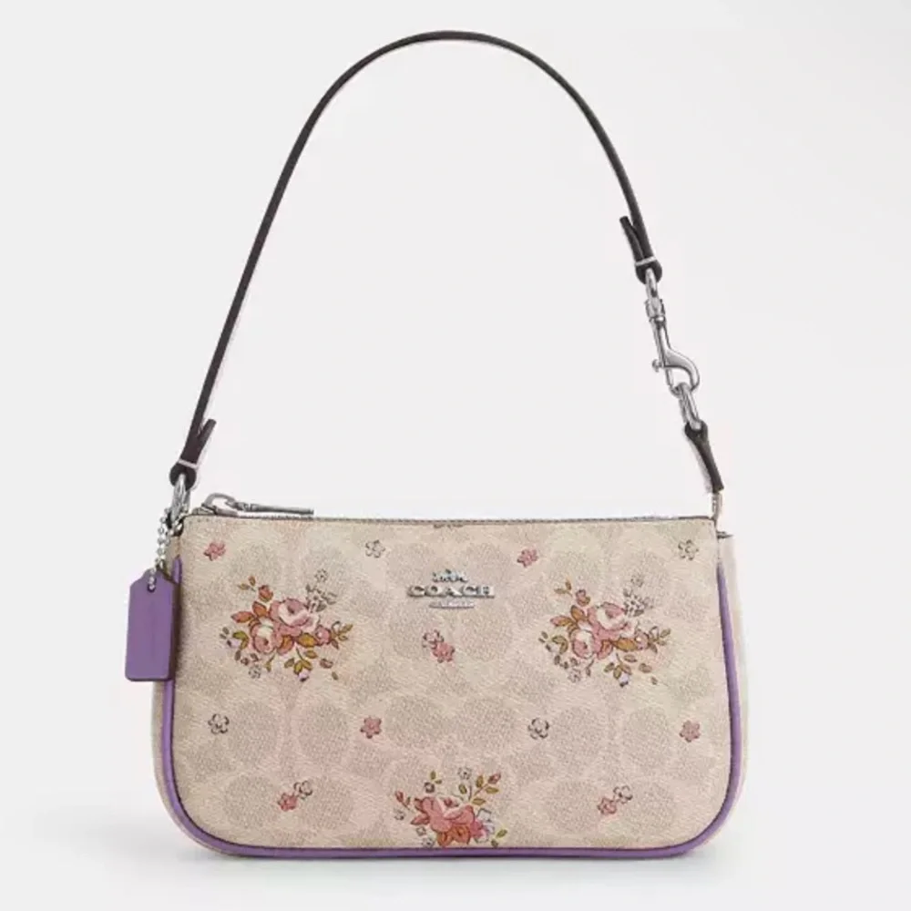 Coach Nolita 19 CAQ19 Cream and Purple Floral Shoulder Bag